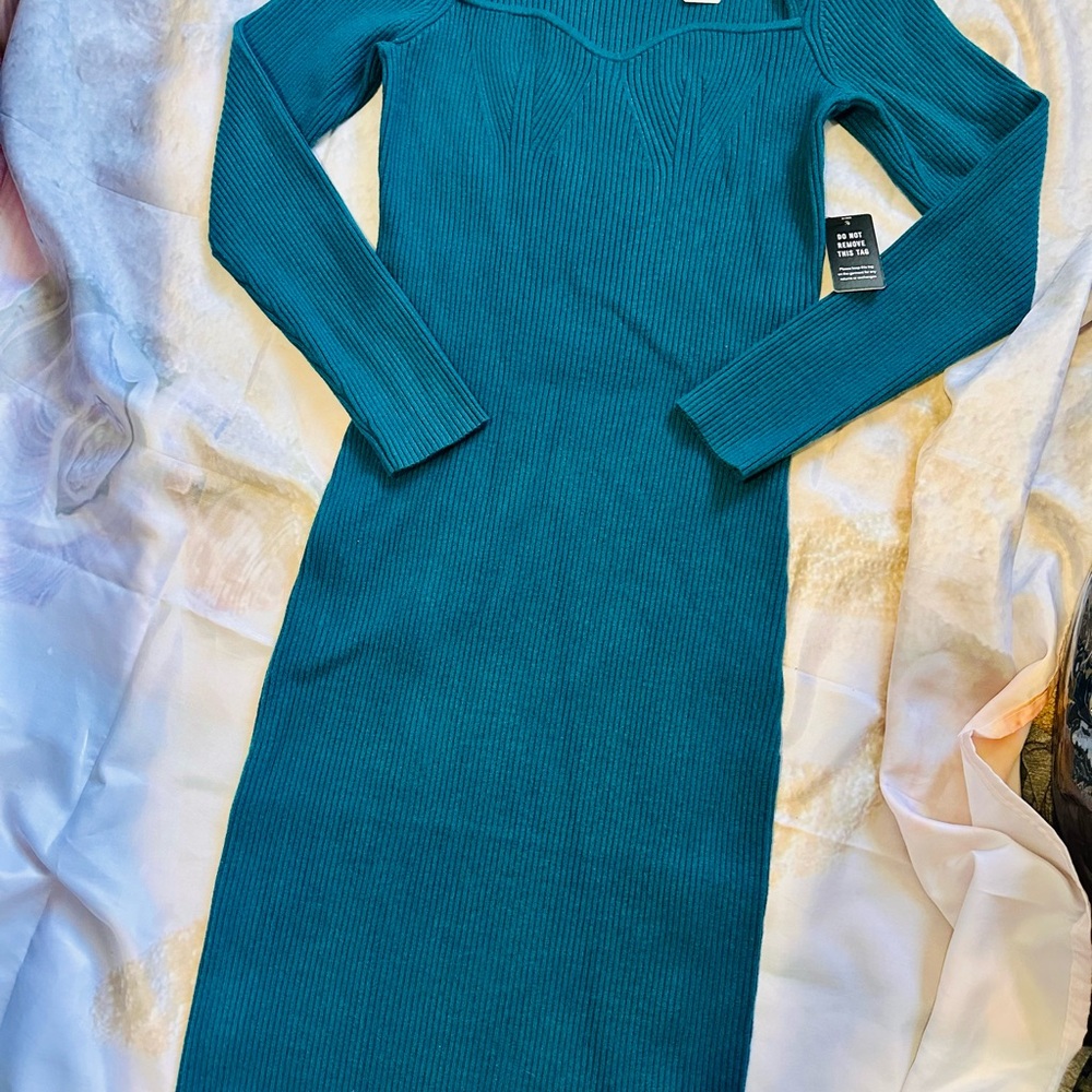 Express Teal Midi Dress - Picture 2 of 4